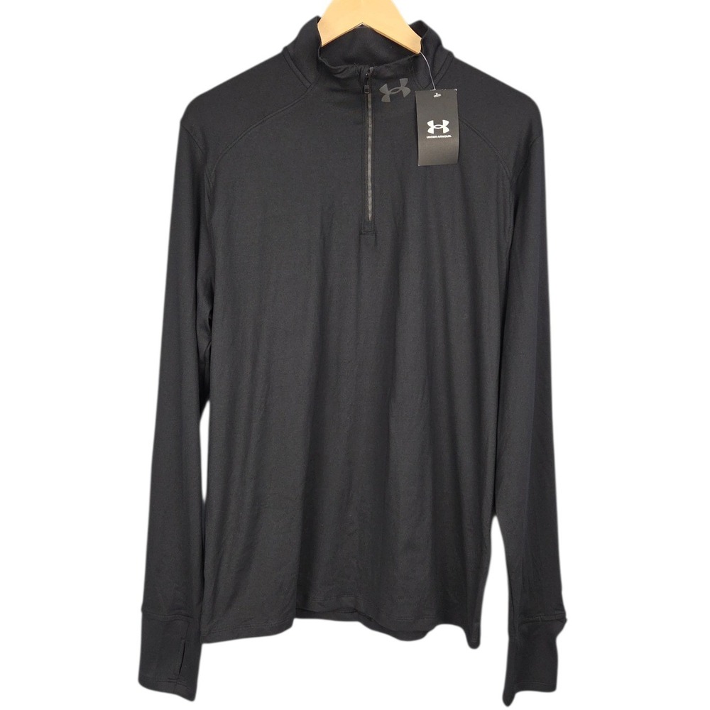Under Armour 1/4 Zip Pullover Mens Large Black Qualifier Run Long Sleeve NWT - Picture 2 of 8